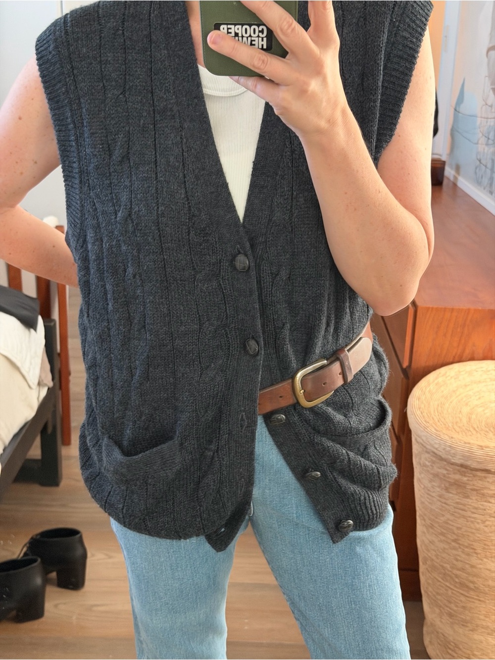Vintage Towncraft Charcoal Cardigan Vest